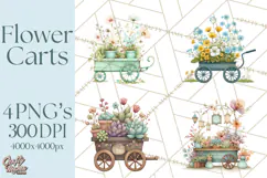 Whimsical Flower Carts PNG Clipart Floral Market Product Image 1