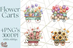 Whimsical Flower Carts PNG Clipart Floral Market Product Image 1