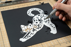 Flower Cat Papercut /3 kitten poses in silhouettes/SVG Product Image 2