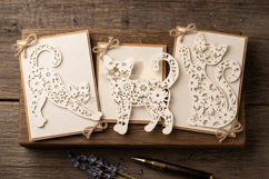 Flower Cat Papercut /3 kitten poses in silhouettes/SVG Product Image 4