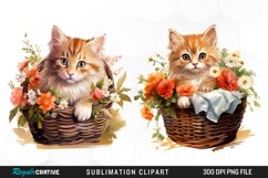 Cats Clipart,Cat Clipart,Watercolor Cat,Flower Clipart,Floral Clipart,Floral Cat Clipart,Kitten Png,Watercolor Kitten,Fantasy Cat,