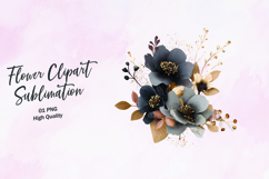 Blush and Gray Garden Bloom Clipart Sublimation PNG Product Image 1