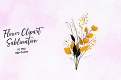 Rich Yellow Flower Branch Clipart Sublimation PNG Product Image 1