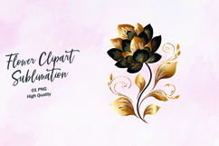 Elegant Petal Stem Gold Clipart Sublimation PNG Product Image 1