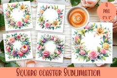 Spring flowers Coaster Coaster Design |Floral Sublimation Product Image 1