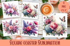 Spring flowers Coaster Coaster Design |Floral Sublimation Product Image 1