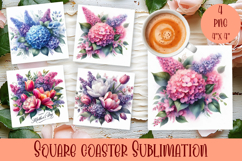 Spring flowers Coaster Coaster Design |Floral Sublimation Product Image 1
