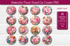 Car coaster Sublimation Bundle contains 16 designs with beautiful watercolor Pink Peony Flower PNG. This car coaster 2.53&#039;&#039; x 2,53&#039;&#039; comes with and without a notch.