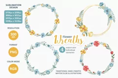 Watercolor hand-painted floral wreaths. Wreath clipart. Product Image 1
