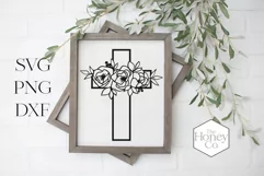 Laser Cut Cross SVG | Floral Easter Cross | Christian SVG Product Image 1