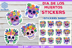 Cute Sugar Skull Printable Stickers with Floral Crown Product Image 3