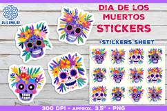 Cute Sugar Skull Printable Stickers with Floral Crown Product Image 5