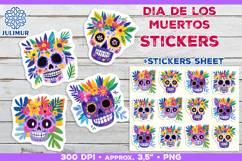 Cute Sugar Skull Printable Stickers with Floral Crown Product Image 6