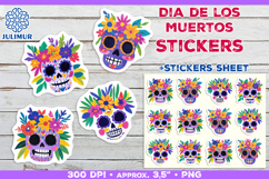 Cute Sugar Skull Printable Stickers with Floral Crown Product Image 7