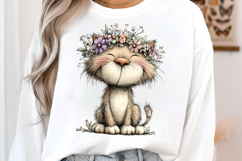 Flower Crown Easter Cat Clipart PNG Product Image 2