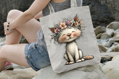 Flower Crown Easter Cat Clipart PNG Product Image 3