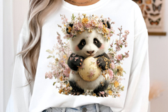 Flower Crown Easter Panda Clipart Product Image 2