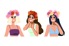 beauty flower crown woman vector Product Image 1