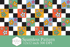 Flower Checkerboard Seamless Pattern | Checker Tumbler Wrap Product Image 1