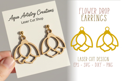 Flower Drop Earrings Laser Cut Template Product Image 1