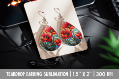 Poppy Teardrop Earring Sublimation | Stained Glass Floral Product Image 1