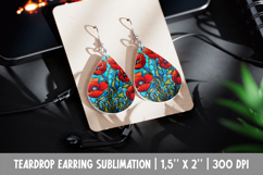 Poppy Teardrop Earring Sublimation | Stained Glass Floral Product Image 1