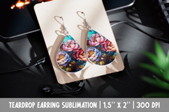 Peony Teardrop Earring Sublimation | Stained Glass Floral Product Image 1