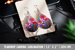 Peony Teardrop Earring Sublimation | Stained Glass Floral Product Image 1