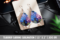 Hydrangea Teardrop Earring Sublimation | Stained Glass Product Image 1