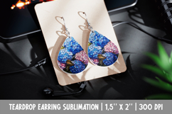 Hydrangea Teardrop Earring Sublimation | Stained Glass Product Image 1