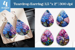 Hydrangea Teardrop Earring | Floral Sublimation PNG Product Image 1