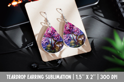 Hydrangea Teardrop Earring Sublimation | Stained Glass Product Image 1