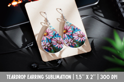 Daisy Teardrop Earring Sublimation | Stained Glass Floral Product Image 1