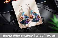 Daisy Teardrop Earring Sublimation | Stained Glass Floral Product Image 1