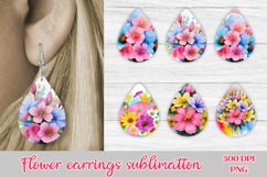 Spring flower earring sublimation design, flower earring sublimation, teardrop earring bundle, spring flower earring, earring template png.