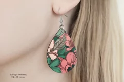 Flower Earrings Png  Flower Teardrop Earrings Sublimation