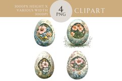 Watercolour Easter Egg Clipart with Floral Designs for Craft Product Image 1