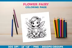 Four Flower Fairy Coloring Pages. Kids coloring books Product Image 2