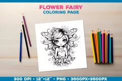 Four Flower Fairy Coloring Pages. Kids coloring books Product Image 2