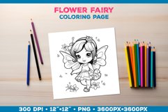 Four Flower Fairy Coloring Pages. Kids coloring books Product Image 2