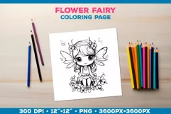 Four Flower Fairy Coloring Pages. Kids coloring books Product Image 2