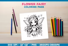 Four Flower Fairy Coloring Pages. Kids coloring books Product Image 3
