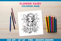 Four Flower Fairy Coloring Pages. Kids coloring books Product Image 3