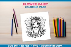 Four Flower Fairy Coloring Pages. Kids coloring books Product Image 3