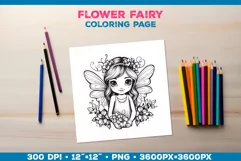 Four Flower Fairy Coloring Pages. Kids coloring books Product Image 3