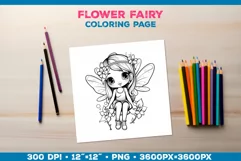 Four Flower Fairy Coloring Pages. Kids coloring books Product Image 3
