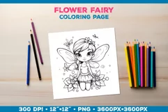 Four Flower Fairy Coloring Pages. Kids coloring books Product Image 5