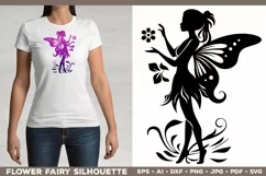 Flower Fairy Silhouette SVG. Floral Fairy. Spring Fairy SVG Product Image 2