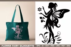 Flower Fairy Silhouette SVG. Floral Fairy. Spring Fairy SVG Product Image 4