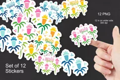 Flower Fantasy Printable Stickers Set of 12 PNG